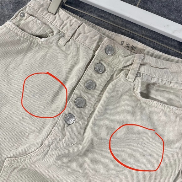 Free People Skirt 31 Beige Denim High Rise Distressed Mini Button Fly - Picture 11 of 11